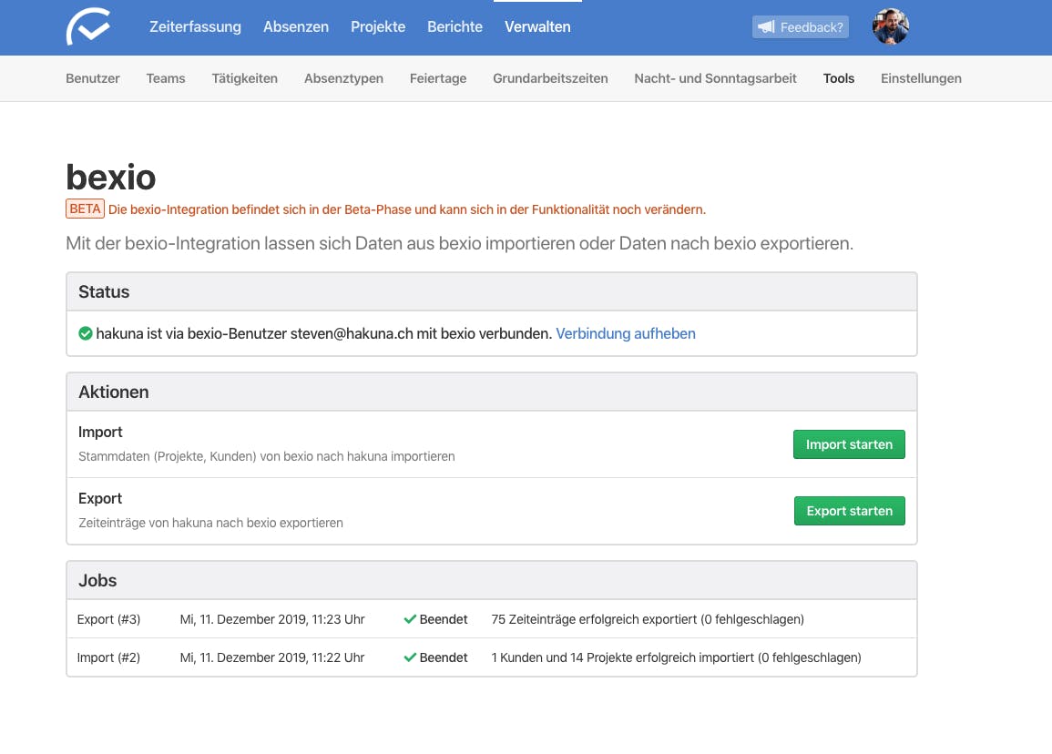Die bexio-Integration in der Übersicht