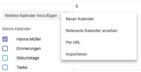 Im Google Kalender klickst du das Plus neben "Weitere Kalender hinzufügen" aus und wählst die Option "Per URL".