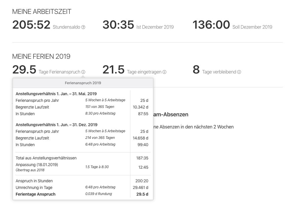 Nur ein Klick entfernt: Details der Ferienberechnung