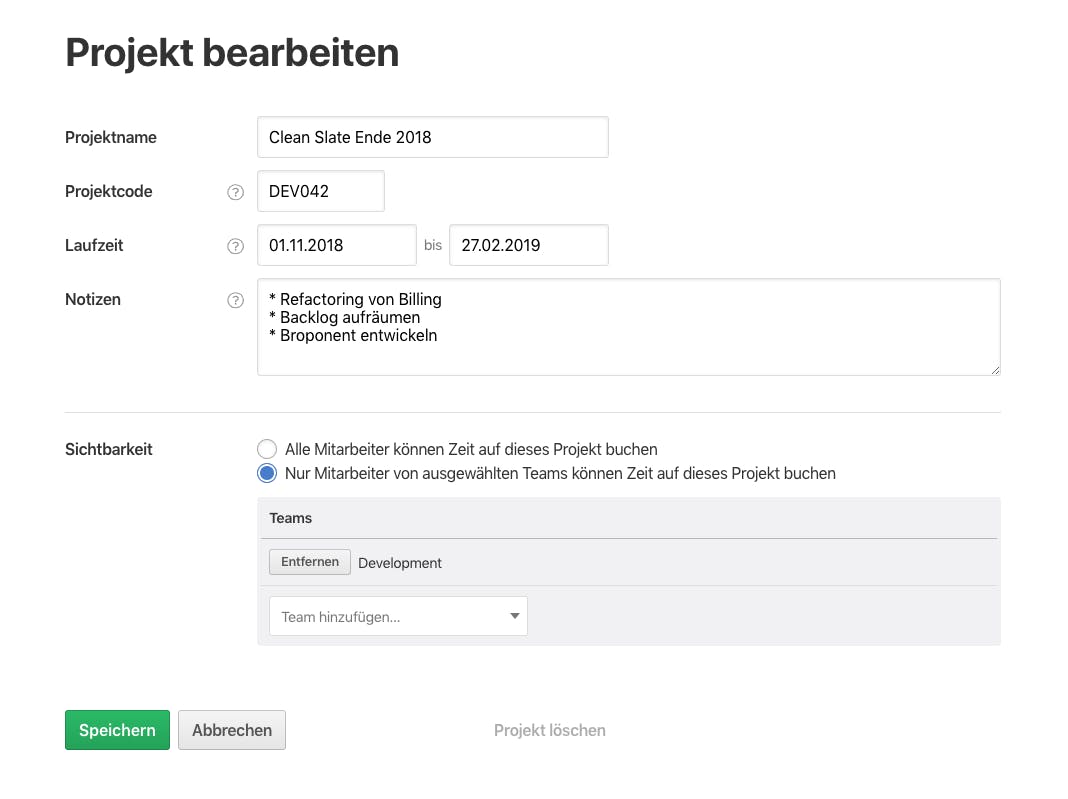 Projekte detaillierter beschreiben